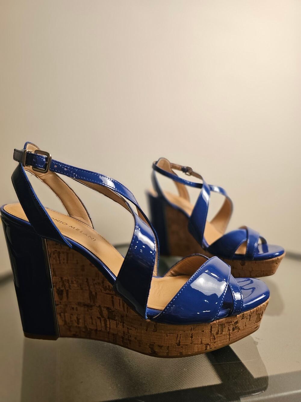 Antonio Melani Sydniee Wedge Sandal Heels Bright Blue